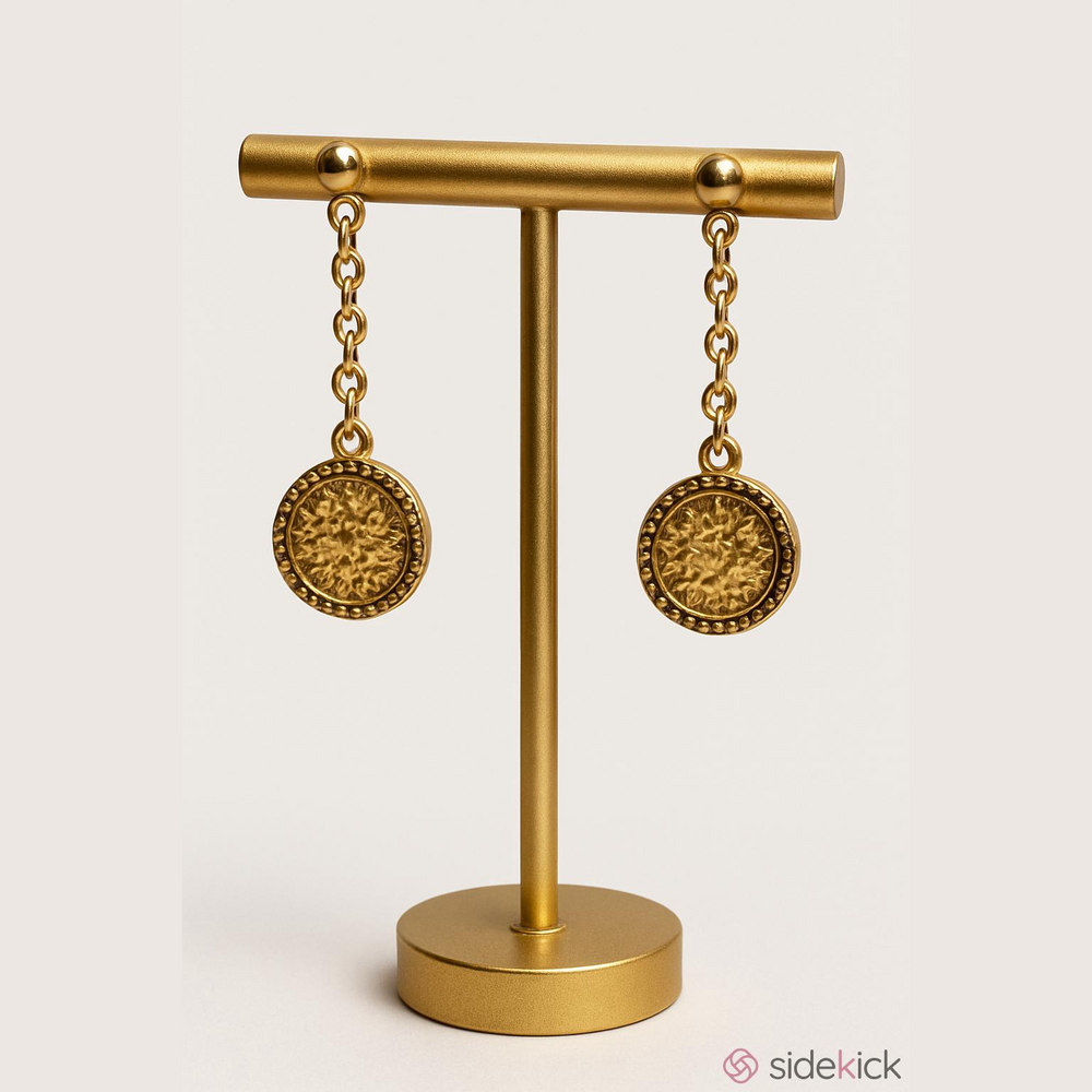 Guess gold circle drop logo with rhinestones post earrings